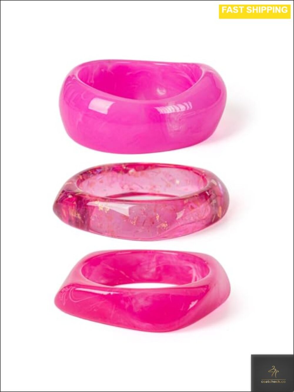 Chunky Acrylic Resin Bangle Bracelet Set Irregular Geometric Stackable